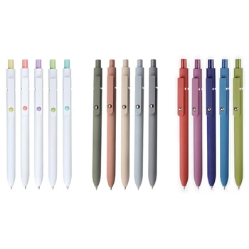 5 штук выдвижных гелевых ручек с нескользящей ручкой, Многоразовая офисная ручка для подписи