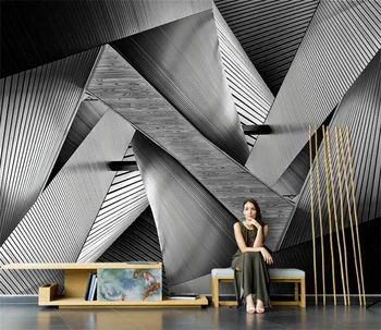 Простые геометрические металлические 3D-обои в скандинавском стиле, диван для гостиной, ТВ-фон, обои на заказ, фреска papel de parede