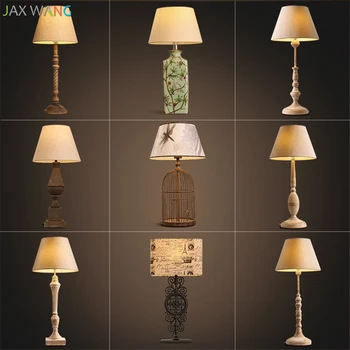 JW Европейская ретро настольная лампа из смолы/железа с тканевым абажуром, настольная лампа для гостиной, Прикроватные тумбочки для спальни, Домашние светильники, декор