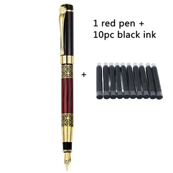 1 ручка + 10 чернильных перьевых ручек Офисный школьный памятный подарок полная металлическая ручка Kawaii Студенческая пишущая Роликовая ручка канцелярские принадлежности