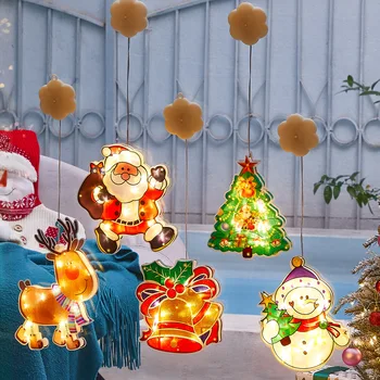 Рождественские огни, светодиодная лампа на присоске, Украшение окна, Подвеска, Атмосфера празднования, Праздничная вечеринка, Ночник