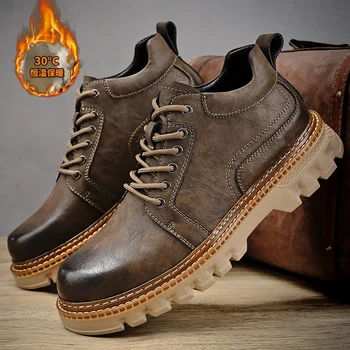 Роскошная мужская кожаная обувь, Брендовая дизайнерская обувь из натуральной кожи, Итальянские повседневные мужские ботинки, черные рабочие ботильоны на шнуровке для мужчин