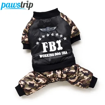 Крутая одежда для домашних собак ФБР, утепленный комбинезон для собак и щенков, теплая зимняя одежда для собак-мальчиков Ropa Para Perros