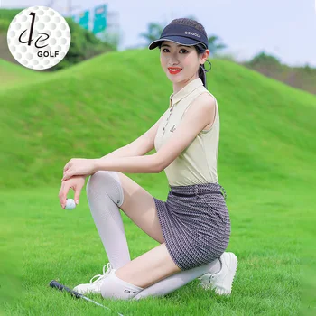 DE Summer Golf, женское облегающее поло, Синглетный костюм, рубашка, жилет, женская одежда, приятная для кожи Спортивная одежда, комплект с короткой юбкой-стрейч 2023