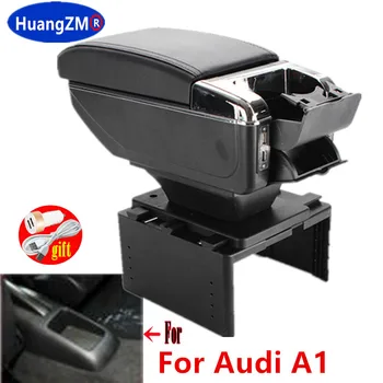 Коробка для подлокотника Audi A1 Для деталей интерьера автомобильного подлокотника Audi A1 специальные детали для модернизации Центральный ящик для хранения USB LED light