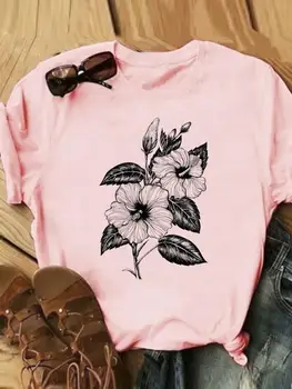 Одежда с принтом, женская одежда, женская мода, акварельный цветок, милая повседневная футболка 90-х, Летняя футболка с коротким рукавом, графические футболки
