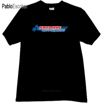хлопчатобумажная футболка мужские брендовые футболки Izh Motobikes Крутая русская футболка черного цвета мужская модная футболка 4XL 5XL плюс размер
