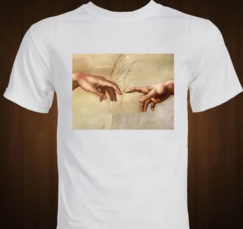 Футболка Michaelangelo Creation of Adam Сикстинская капелла в стиле Ренессанса, модные тонкие футболки, футболки для мужчин, футболки