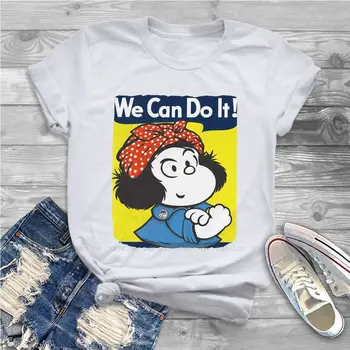 Футболка для девочек Mafalda Comic Quino, женские топы, футболки Harajuku Kawaii, женская футболка