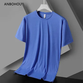 ANBOHOU высококачественная мужская футболка для бега большого размера, быстросохнущая одежда для фитнеса, спортивная рубашка, топы, мужская одежда 8XL