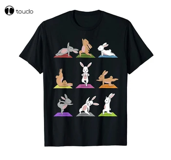 Футболка для йоги с Банни, забавные кролики в позах Йоги, спортивная футболка, винтажная мужская подарочная футболка