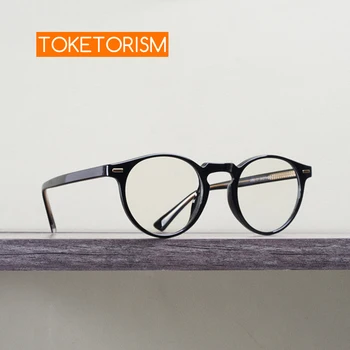 Классические круглые очки Toketorism Винтажные Очки без диоптрий, блокирующие синий свет, Оправы для очков для мужчин 3802