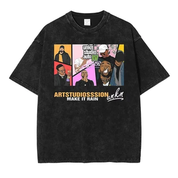 Уличная футболка в стиле хип-хоп, мужская Летняя футболка 2023 года с принтом рэпера, Винтажный хлопок Harajuku с коротким рукавом, Большие Свободные выстиранные футболки