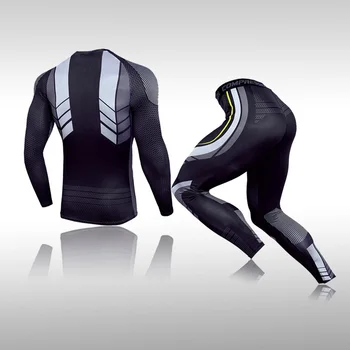 Мужской компрессионный спортивный костюм, Быстросохнущий комплект для занятий фитнесом, ММА, рашгард, мужская спортивная одежда для бега трусцой.