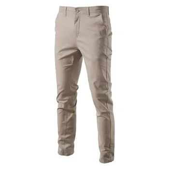 Весенние мужские Повседневные хлопчатобумажные брюки цвета Хаки Больших размеров, дышащие Японские Деловые Длинные Плотные брюки, Брюки для мальчиков 4xl