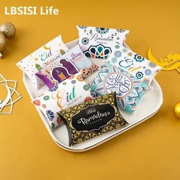 LBSISI Life 20шт Коробки-подушки для конфет Ид Мубарак Для упаковки печенья, закусок, шоколада, украшения для мусульманского Рамадана 2023 г.