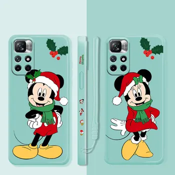 Disney Christmas Mickey Minnie Couple Жидкий Чехол Для Xiaomi Redmi Note 11 11T 9 9S 8 10 Pro для Redmi 8 9T 9A 9C 10C K40 Shell