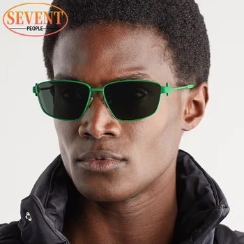Металлические Квадратные Солнцезащитные очки Женщины 2023 Роскошный бренд Дизайнер Модные Прямоугольные Солнцезащитные очки Для мужчин Новый тренд Солнцезащитные очки в маленькой оправе