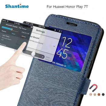 PU Чехол Для телефона Huawei Honor Play 7T Флип-чехол Для Huawei Honor Play 7T View Window Чехол-книжка Мягкая Силиконовая Задняя крышка из ТПУ