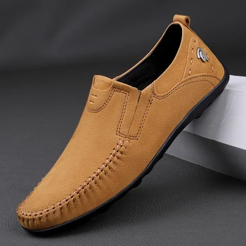 Лоферы Мужская весенне-осенняя обувь Мужская Модная дизайнерская обувь для вождения Классическая ретро-обувь из натуральной кожи Удобная мужская повседневная обувь