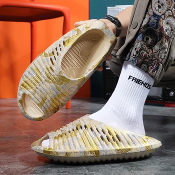 Новые летние тапочки для мужчин, слайды на платформе с толстым дном, Мягкие мужские спортивные сандалии из Эва, Повседневная пляжная обувь Sandalia