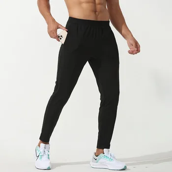 Лулу. Мужские тренировочные штаны для бега трусцой, Черные компрессионные брюки, Дышащие спортивные брюки, Спортивные брюки для пеших прогулок, Длинные брюки для фитнеса