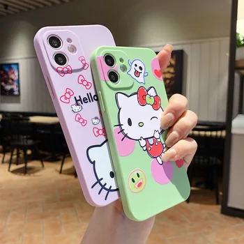 Чехол Hello Kitty Чехлы для телефонов iPhone 13 12 11 Pro Max Mini XR XS MAX 8 X 7 SE 2022 Задняя крышка