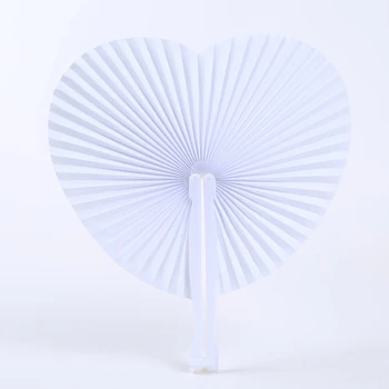 12шт Складных бумажных вееров в форме сердца / круглых вееров Оригами Пластиковые ручки Подарки для гостей на свадьбу Украшение загородного дома