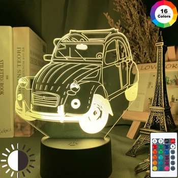 Винтажный автомобиль 2cv 3d Illusion Led Ночник для украшения дома Детская Спальня Офисный декор для взрослых Легкая Крутая Классическая автомобильная 3D лампа