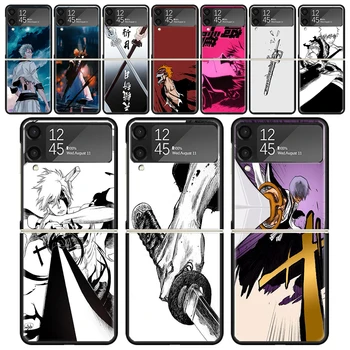 Японское Аниме Bleach Противоударный Складной Мобильный Жесткий Чехол Для Samsung Galaxy Z Flip 4 3 5G TPU Черный Чехол Для Телефона Flip4 Cover