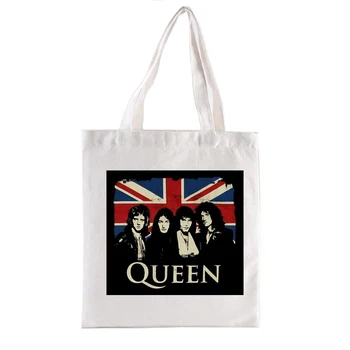 Женские холщовые сумки для покупок The Queen, женская сумка-тоут тяжелой рок-группы большой емкости, многоразовые складные сумки для покупок