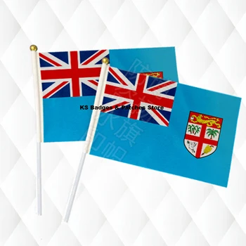 Тканевые флаги Фиджи 14*21 см с пластиковыми ручками KS-0060