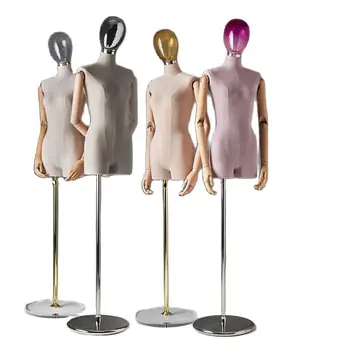 Тканевый чехол 12 стилей, Женская цветная стеклянная голова, тканевый манекен для всего тела, металлическая основа для показа одежды на свадебном окне