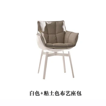 Обеденный стул TLL Light класса люкс из рисовой шелухи, Итальянский минималистичный вращающийся рабочий стул