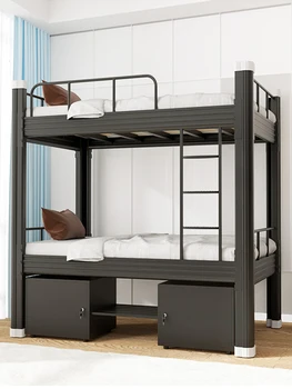 Железная двухъярусная кровать ZL, двухслойная железная кровать, высокая и низкая железная двуспальная кровать
