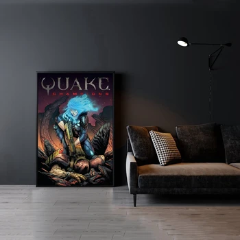 Постер видеоигры Quake Champions с иллюстрациями.