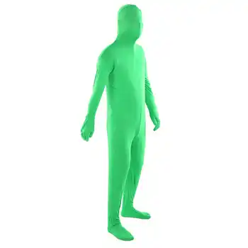 Фотография Зеленый Хромированный боди Унисекс Стрейч Костюм для взрослых Исчезающий Человек Боди для съемки