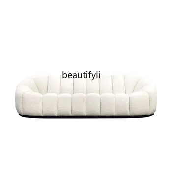 Легкая роскошная минималистичная трехместная модель тыквы, одноместный двухместный диван из овечьей шерсти.