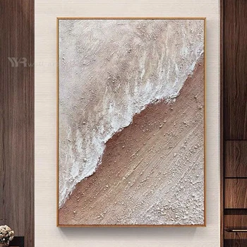 Современный абстрактный плакат с пейзажем Морской волны, настенный плакат для домашнего декора, ручная роспись, холст, картина маслом, настенная картина для гостиной
