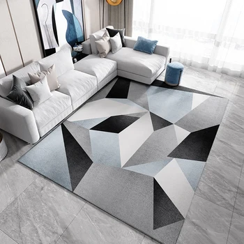 Ковер в скандинавском стиле для гостиной, современный минималистичный геометрический стол, ковер, диван, балкон в стиле спальни, короткий шерстяной домашний коврик для пола