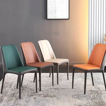 Простой обеденный стул Nordic для домашней кухонной мебели Обеденный стул для гостиной спальни Простой дизайн Кожаного кресла со спинкой
