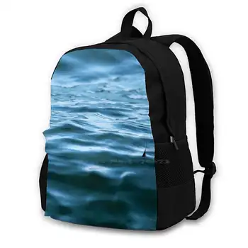 Синяя сумка Рюкзак для мужчин Женщин Девочек Подростков Черные волны Океан Атлантика Северная Каролина Северная Каролина Морская лодка Морская волна Водная