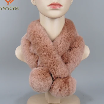 Новый стиль, женский Качественный шарф из 100% натурального меха, женский зимний вязаный шарф из натурального меха кролика Рекс, шарфы из натурального теплого меха кролика Рекс