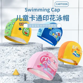 Мягкая дышащая мультяшная Детская шапочка для плавания Удобная эластичная водонепроницаемая шапочка для плавания для мальчиков и девочек