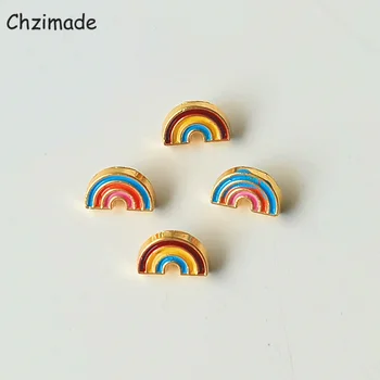 Chzimade 12 шт. мини-пуговица в форме хвостовика радуги 6x4 мм для кукольного домика, металлическая пряжка, одежда для кукол, аксессуары для шитья своими руками