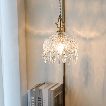 ГРАВИРОВАННАЯ маленькая люстра Fadai Romantic Crystal Art с регулируемой высотой, установленная в спальне, гостиной, кабинете