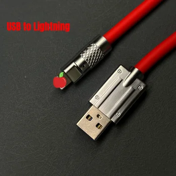 Кабель USB-USB Type C, Кабели для быстрой зарядки Micro для мобильных устройств, аксессуары для зарядных устройств iPhone, силикагель, цинковый сплав, красный