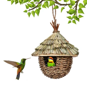 3 шт. Птичий домик для гнездования птиц на открытом воздухе, птичье гнездо из натуральной травы для сада, патио