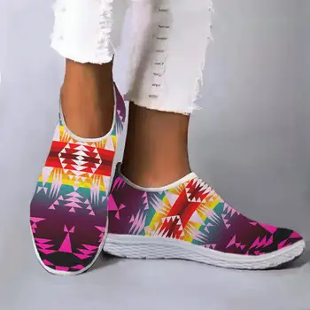 אופנה שיפוע שבטי אתני הדפסת מוקסינים נוח ונושם בית נעלי הליכה נעליים להחליק על נעליים