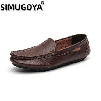 SIMUGOYA / 2023 г. новая кожаная мужская обувь, лоферы, модная мужская повседневная обувь большого размера, супер мягкая износостойкая обувь